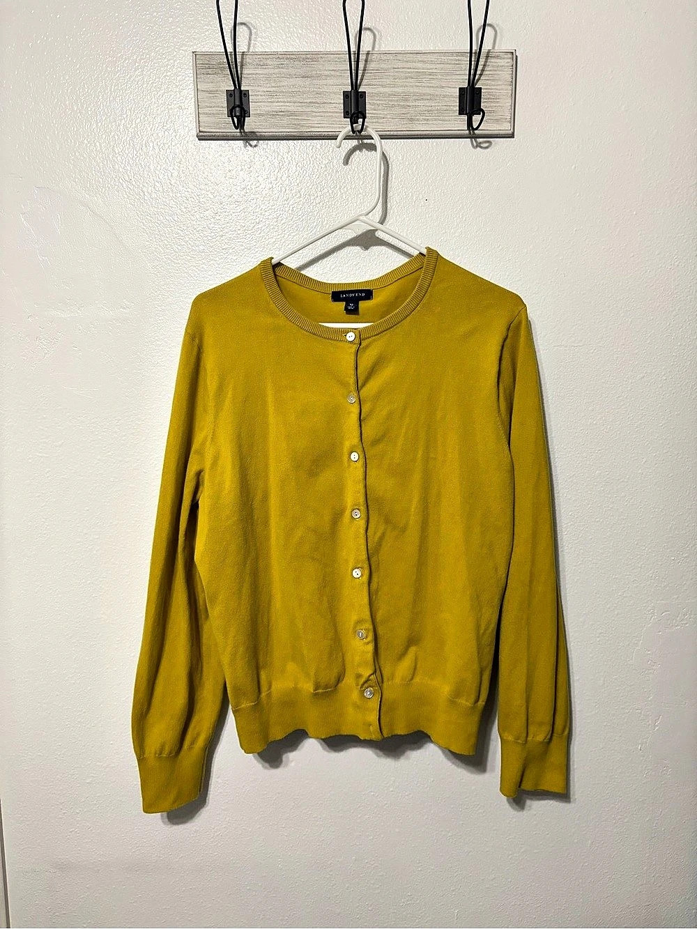 Lands' End Cotton Cardigan in Yellow